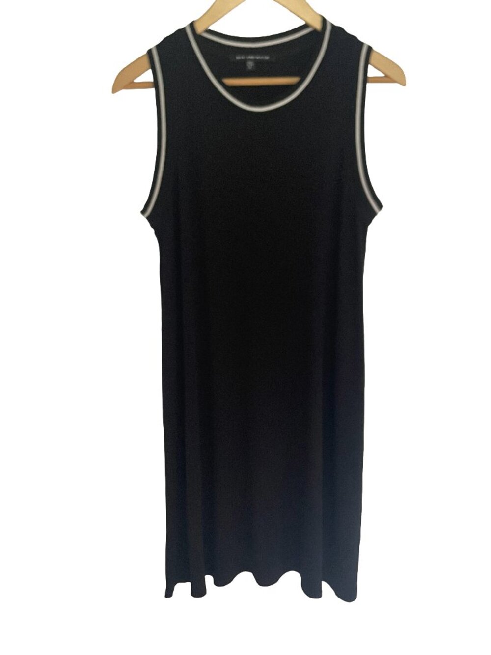 Nik & Nash Black Knit Tank Dress White Contrast Trim Sleeveless Small